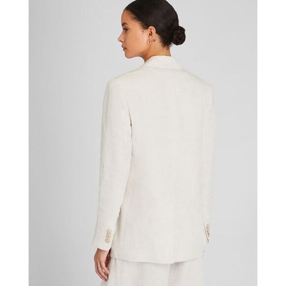 CLUB MONACO Flaxseed Relaxed Single Breasted Linen-Blend Blazer Coat Size Large - Picture 2 of 10